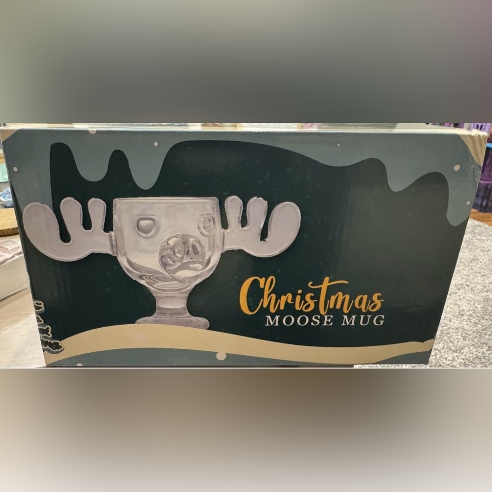 Festive Moose Glass Mug